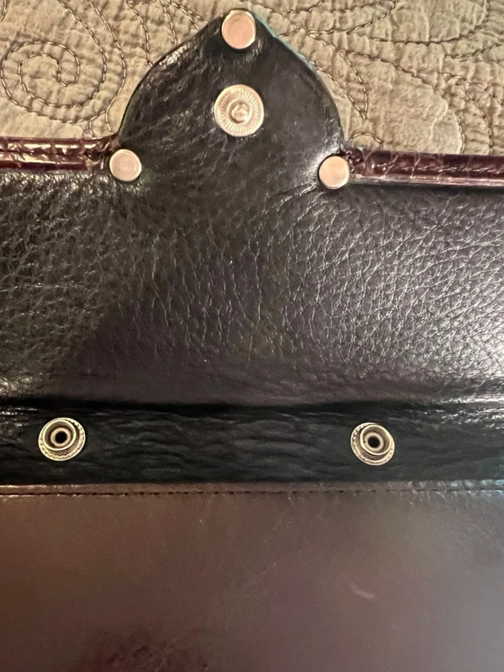 Brighton Wallet with Braided and Metal Detail Leather Lined Croc Embossed Brown - Picture 7 of 7